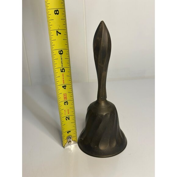 VTG 80s Solid Brass Handbell – Twisted Swirl Design, 7.5", Decorative Retro Bell - Picture 6 of 6